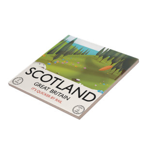 Schottland 'Es ist schneller per Bahn' Reiseplakat Fliese