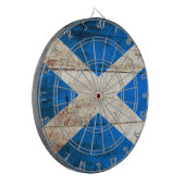 Schottland-Flagge auf altem hölzernem Korn Dartscheibe (Vorderseite Links)