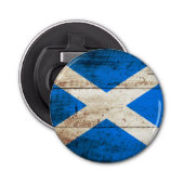 Schottland-Flagge auf altem hölzernem Korn Flaschenöffner (Vorderseite)