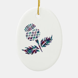 Schottland Geschenke Scottish Thistle Tartan Karie Keramik Ornament