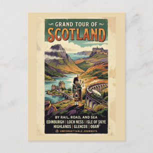 Schottland Grand Tour Retro-Reiseposter Postkarte