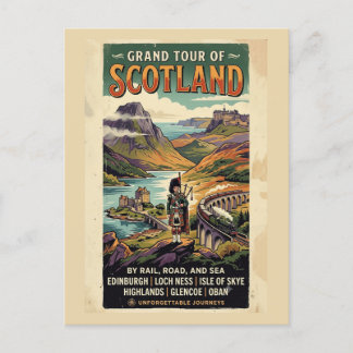 Schottland Grand Tour Retro-Reiseposter Postkarte