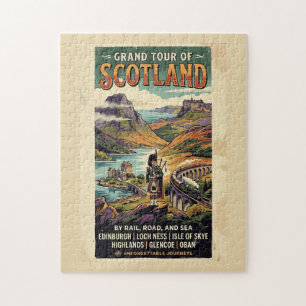 Schottland Grand Tour Retro-Reiseposter Puzzle