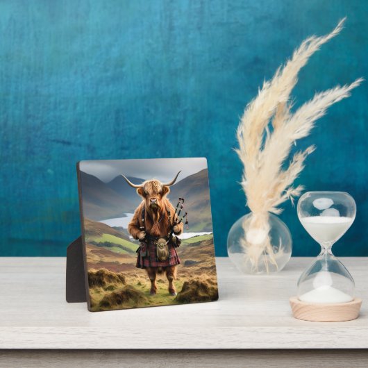 Schottland Highland Cow Bagpiper Fotoplatte (InSitu)