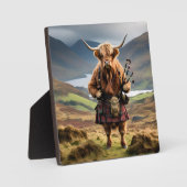 Schottland Highland Cow Bagpiper Fotoplatte (Vorderseite)