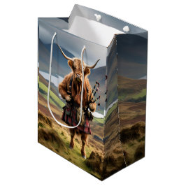 Schottland Highland Cow Bagpiper Mittlere Geschenktüte