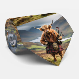 Schottland Highland Cow Bagpiper, Neck Tie Krawatte