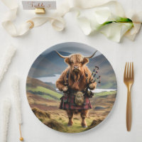 Schottland Highland Cow Bagpiper