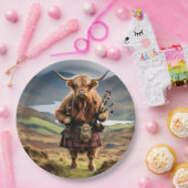 Schottland Highland Cow Bagpiper Pappteller (Party)