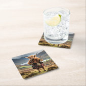 Schottland Highland Cow Bagpiper Rechteckiger Pappuntersetzer (Vor Ort)