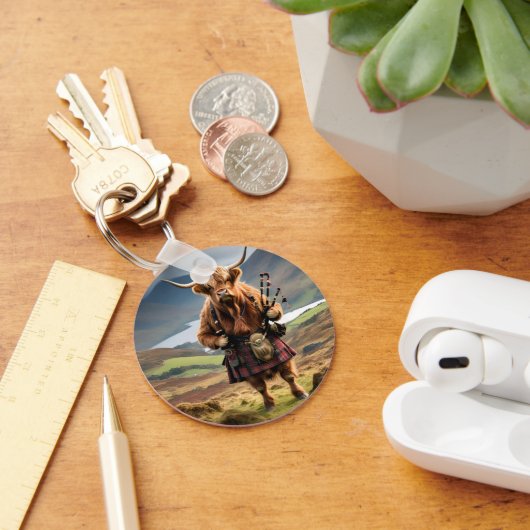 Schottland Highland Cow Bagpiper Schlüsselanhänger (Schreibtisch)