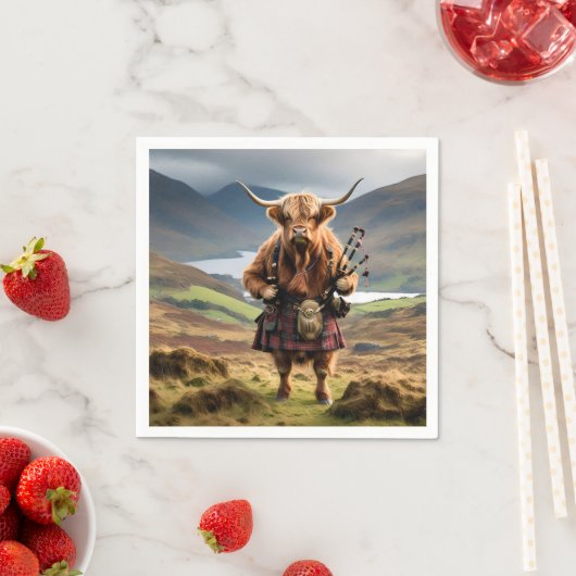 Schottland Highland Cow Bagpiper Serviette (Beispiel)