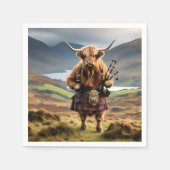Schottland Highland Cow Bagpiper Serviette (Vorderseite)