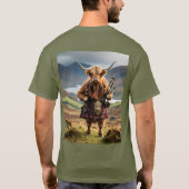 Schottland Highland Cow Bagpiper T-Shirt (Rückseite)