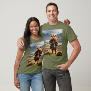 Schottland Highland Cow Bagpiper T-Shirt