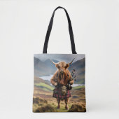 Schottland Highland Cow Bagpiper Tasche (Vorderseite)