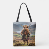Schottland Highland Cow Bagpiper Tasche (Rückseite)