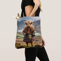 Schottland Highland Cow Bagpiper