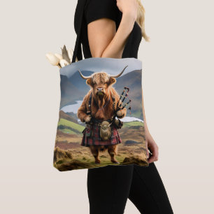 Schottland Highland Cow Bagpiper Tasche