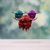 Schottland Highland Cow Colorful Herd Classic T-Sh Acrylschild (Neutral)