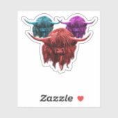 Schottland Highland Cow Colorful Herd Classic T-Sh Aufkleber (Blatt)