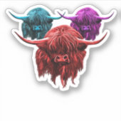 Schottland Highland Cow Colorful Herd Classic T-Sh Aufkleber (Vorderseite)