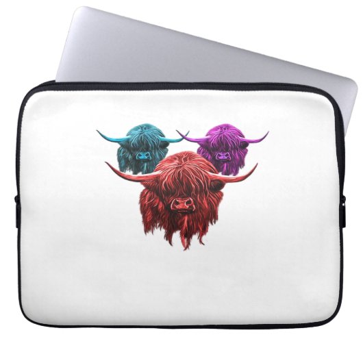 Schottland Highland Cow Colorful Herd Classic T-Sh Laptopschutzhülle (Vorderseite)