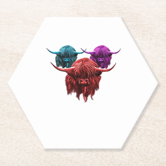 Schottland Highland Cow Colorful Herd Classic T-Sh Untersetzer (Vorderseite)