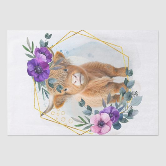 Schottland Highland Floral Cow Seidenpapier (Vorderseite)