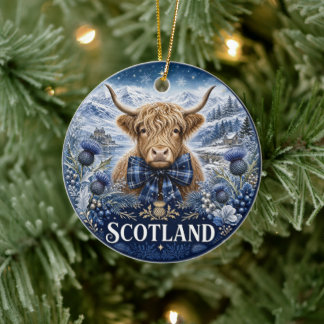 Schottland Highland-Rind Szenisches Andenken Keramik Ornament
