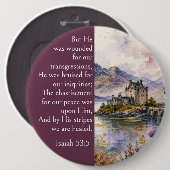 Schottland Highlands Ästhetik, Jesaja 53:5 Bibel Button (Vorne & Hinten)