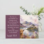 Schottland Highlands Ästhetik, Jesaja 53:5 Bibel Einladung (Stehend Vorderseite)