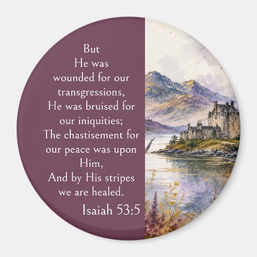 Schottland Highlands Ästhetik, Jesaja 53:5 Bibel Magnet (Vorne)