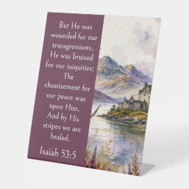 Schottland Highlands Ästhetik, Jesaja 53:5 Bibel  Sockelschild