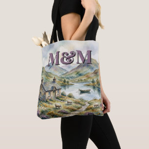 Schottland Highlands Ästhetik, Monogramm Modern Tasche