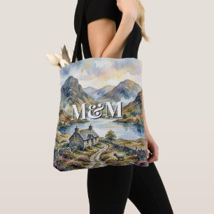 Schottland Highlands Ästhetik, Monogramm Modern Tasche