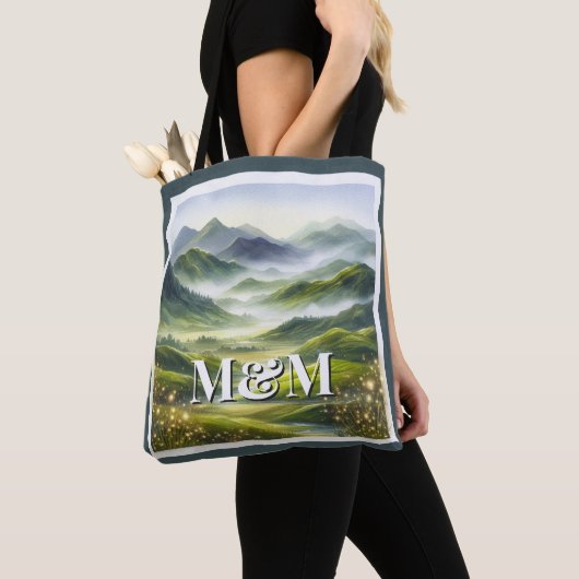 Schottland Highlands Ästhetik, Monogramm Modern Tasche (Von Nahem)