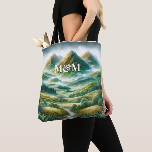 Schottland Highlands Ästhetik, Monogramm Modern Tasche (Von Nahem)