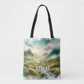 Schottland Highlands Ästhetik, Monogramm Modern Tasche (Vorderseite)