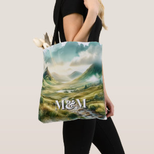 Schottland Highlands Ästhetik, Monogramm Modern Tasche