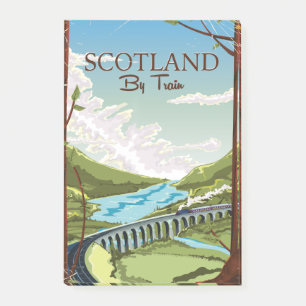 Schottland Highlands By Train Vintage Reiseplakat Post-it Klebezettel