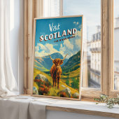 Schottland Highlands Vintage Travel Poster Cow