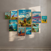 Schottland Highlands Vintage Travel Poster Cow