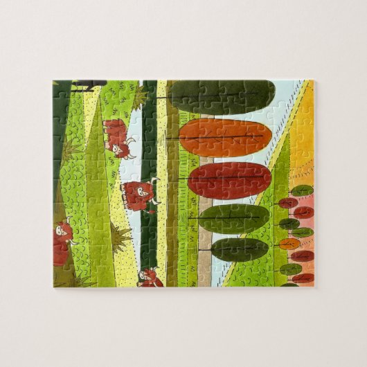 Schottland Hochlandkühe im Herbstfeld Puzzle (Horizontal)