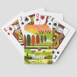 Schottland Hochlandkühe im Herbstfeld Spielkarten