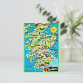 Schottland Illustrierte Vintage Postkarte (Stehend Vorderseite)
