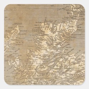 Schottland-Karte durch Arrowsmith Quadratischer Aufkleber