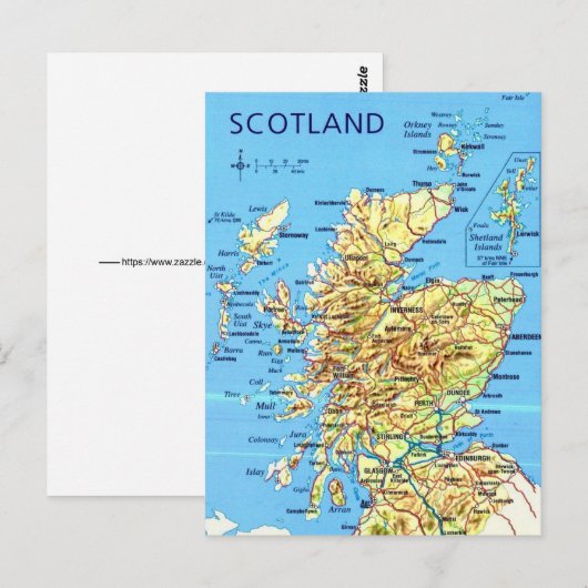 Schottland-Karte Postkarte (Vorne/Hinten)