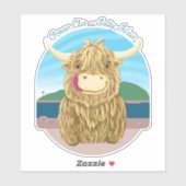 Schottland-Kuh mit Salty-Haar im Ozean Aufkleber (Blatt)