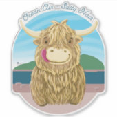 Schottland-Kuh mit Salty-Haar im Ozean Aufkleber (Vorderseite)